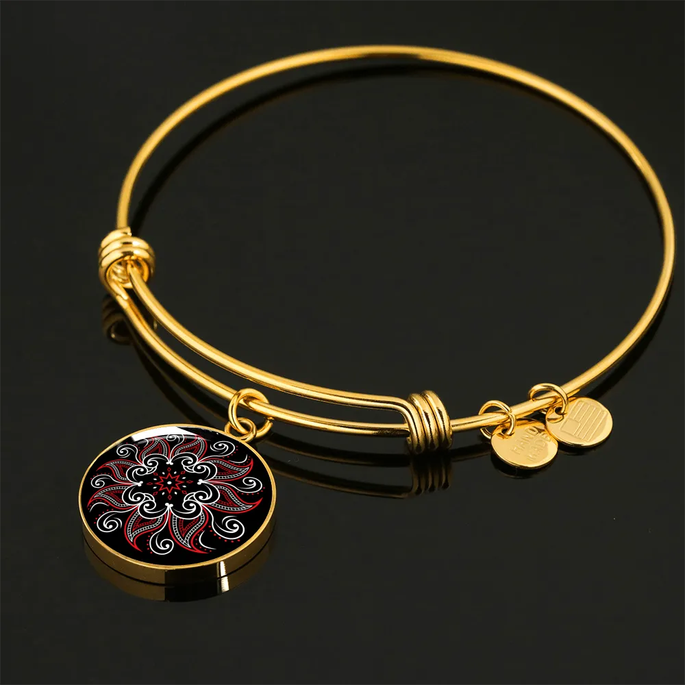 Mandala Black and Red Gold Necklace Bracelet