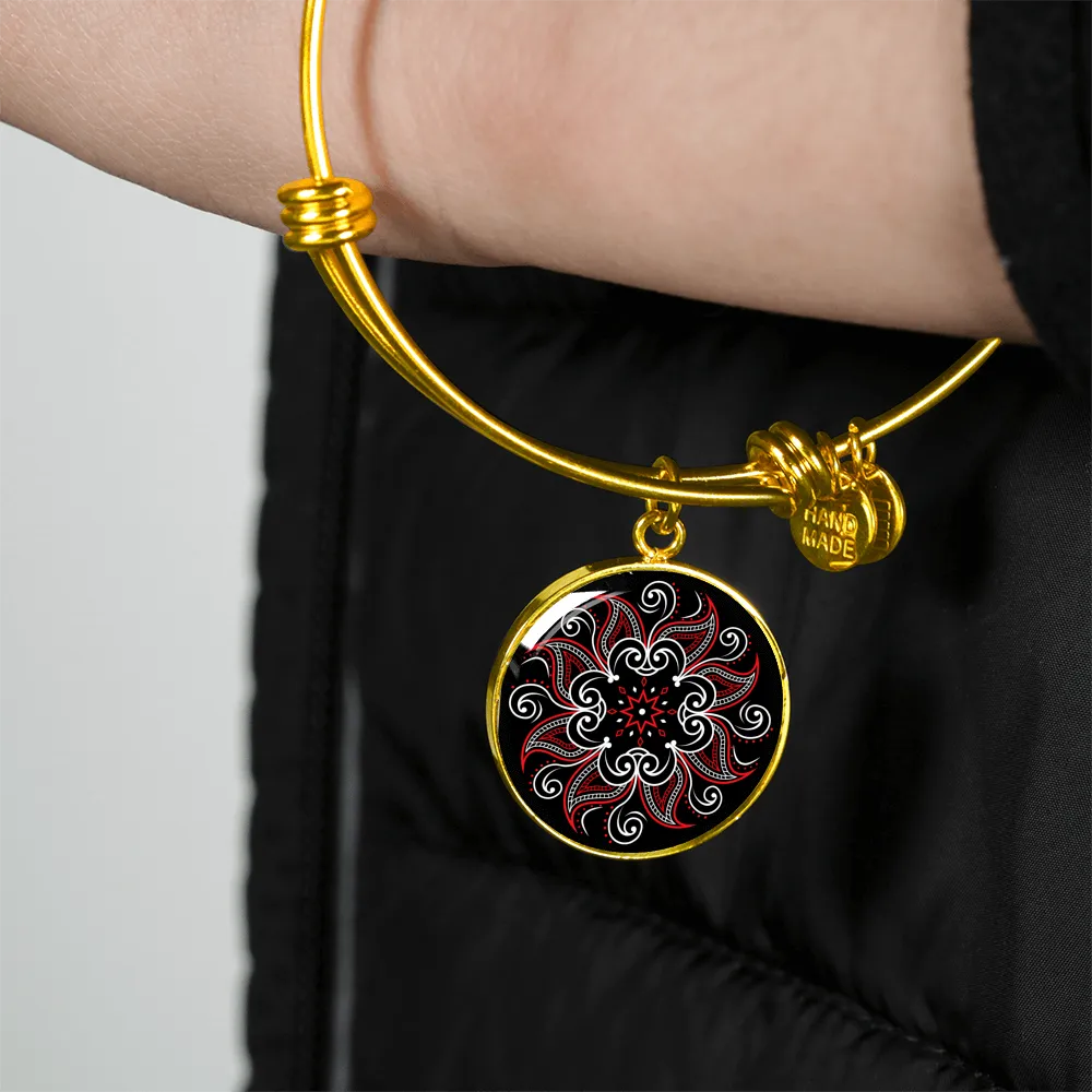 Mandala Black and Red Gold Necklace Bracelet