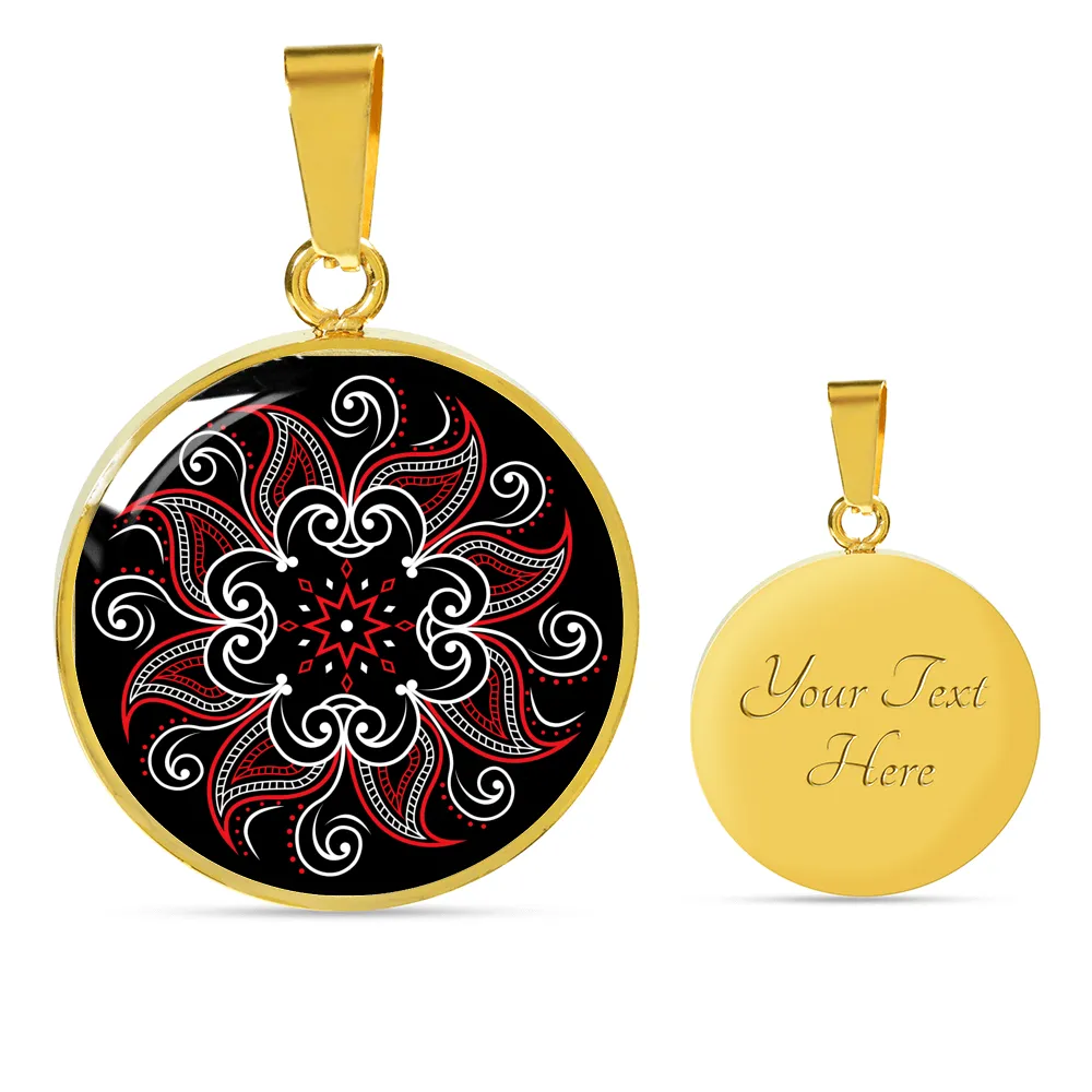 Mandala Black and Red Gold Necklace Bracelet