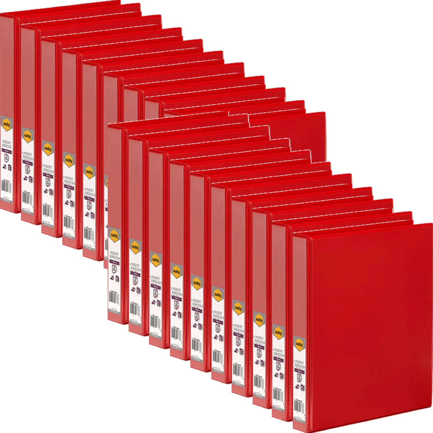 Marbig Clear View Insert Ring Binder Folder 2D 25mm A4 Red 20 Pack