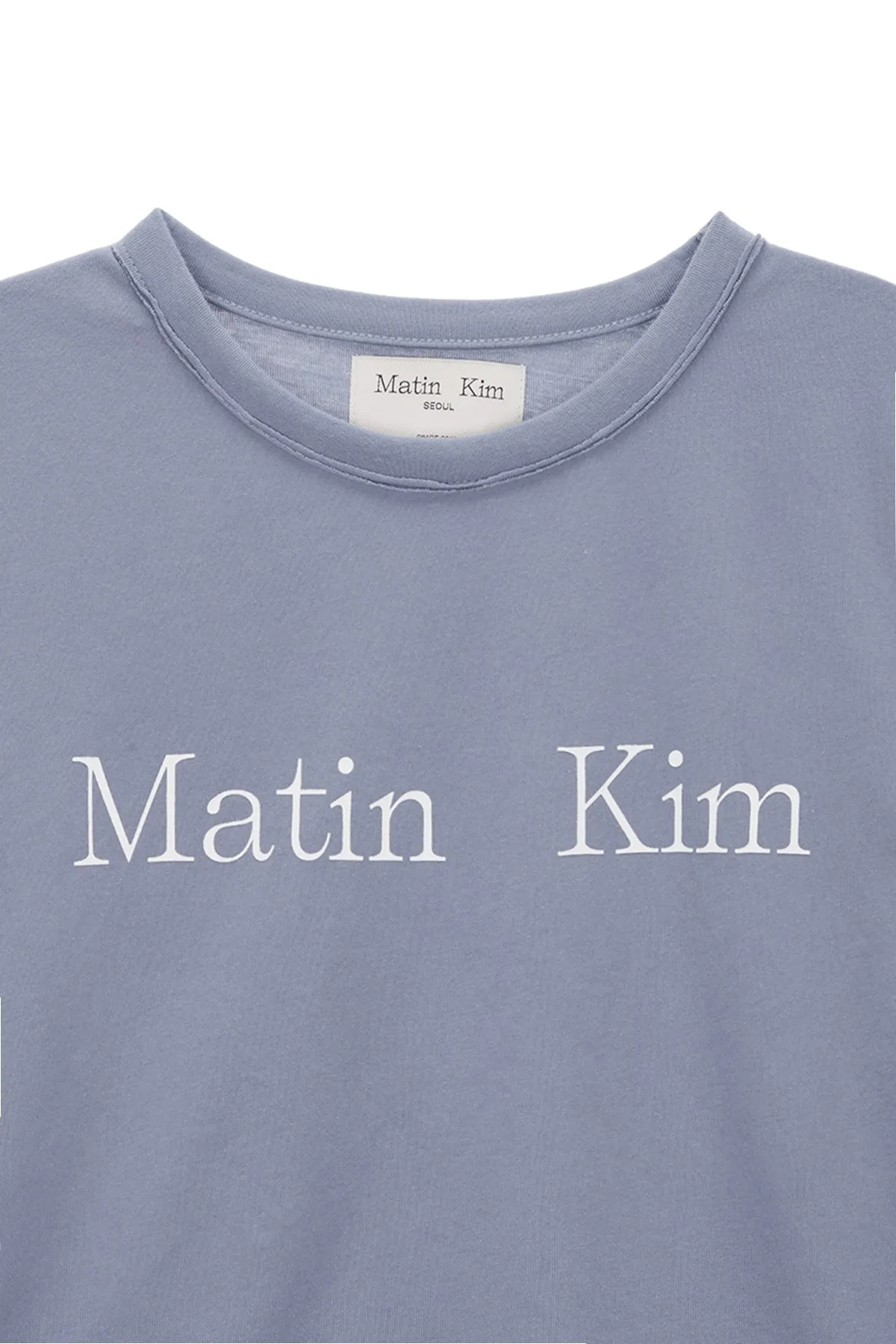 MATIN LOGO CROP TOP IN SMOKE BLUE