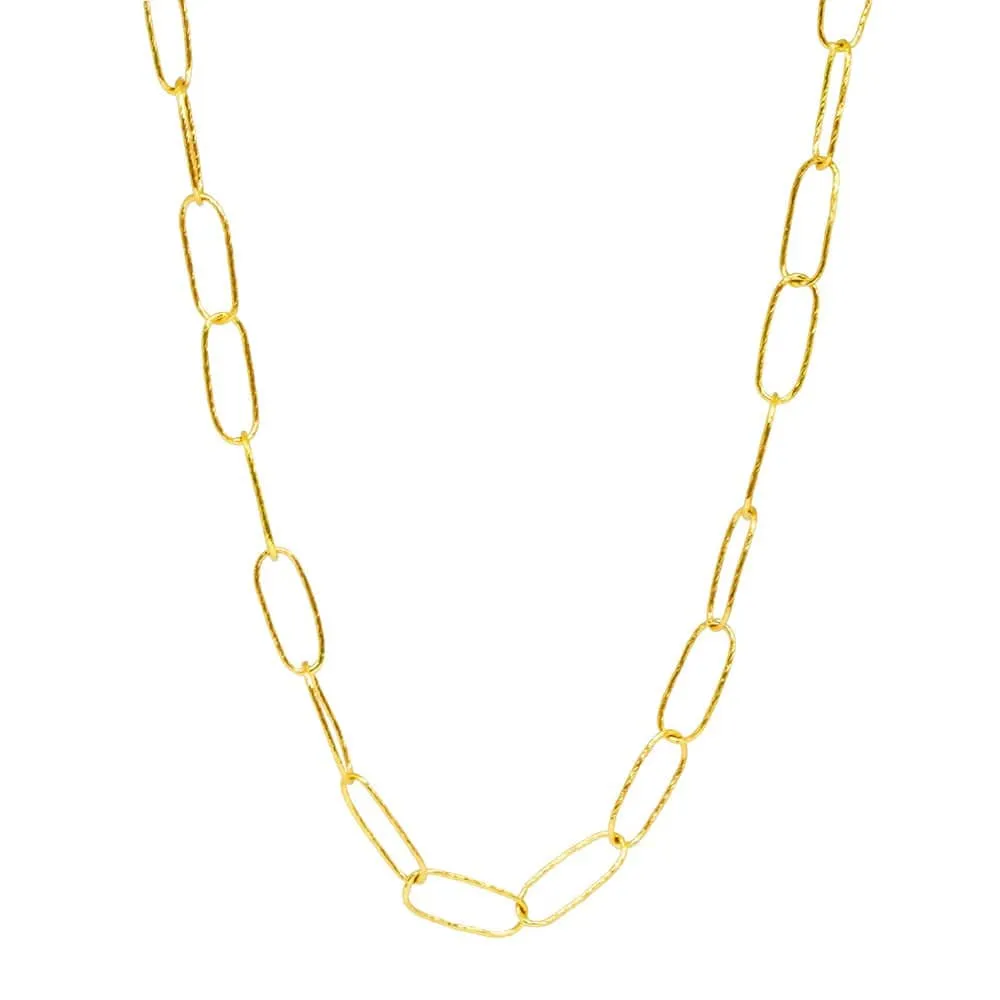 Maxi Textured Paperclip Gold Vermeil Chain