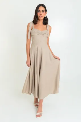 Maxi vestido de lino tirantes con nudo