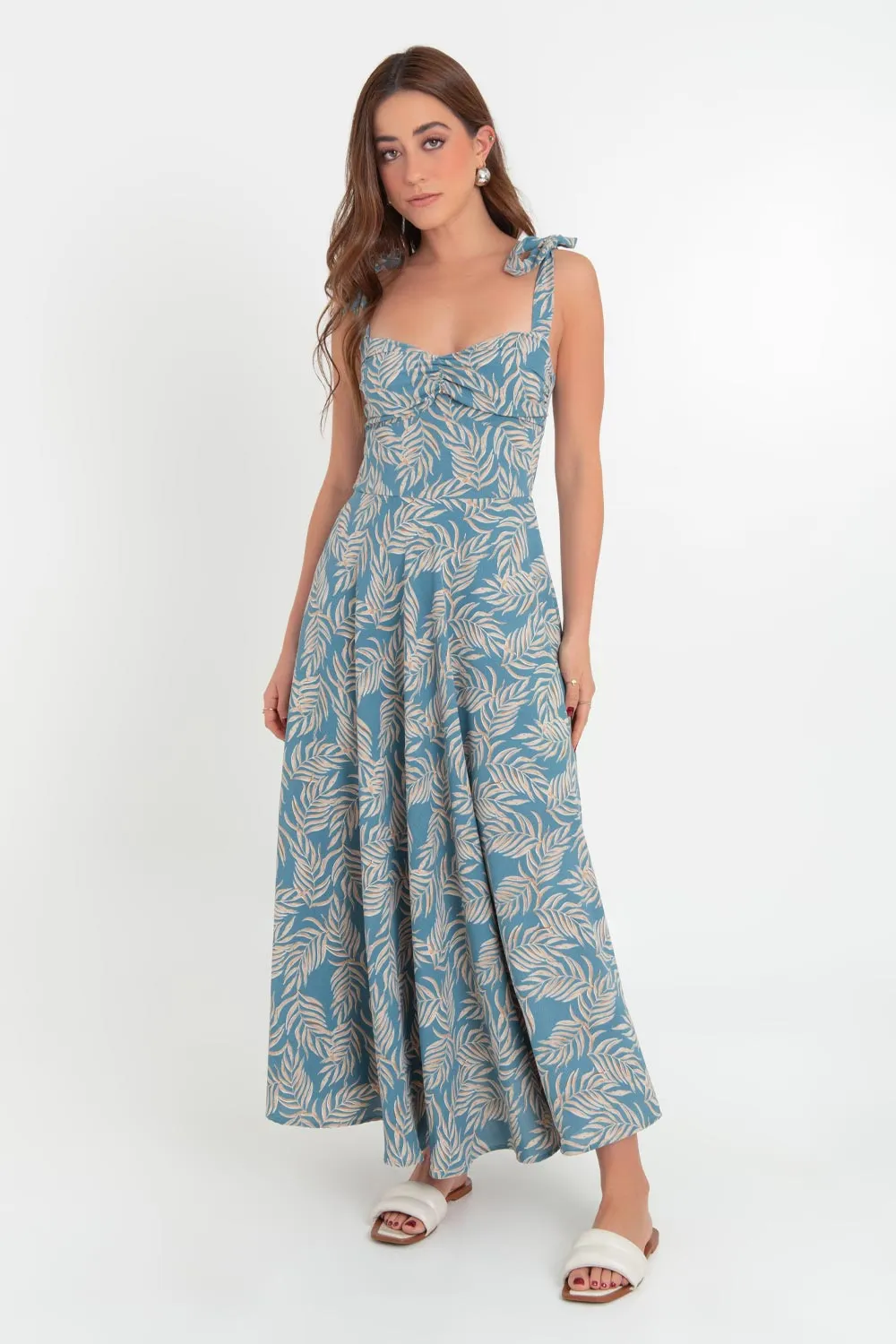 Maxi vestido tropical tirantes con nudo