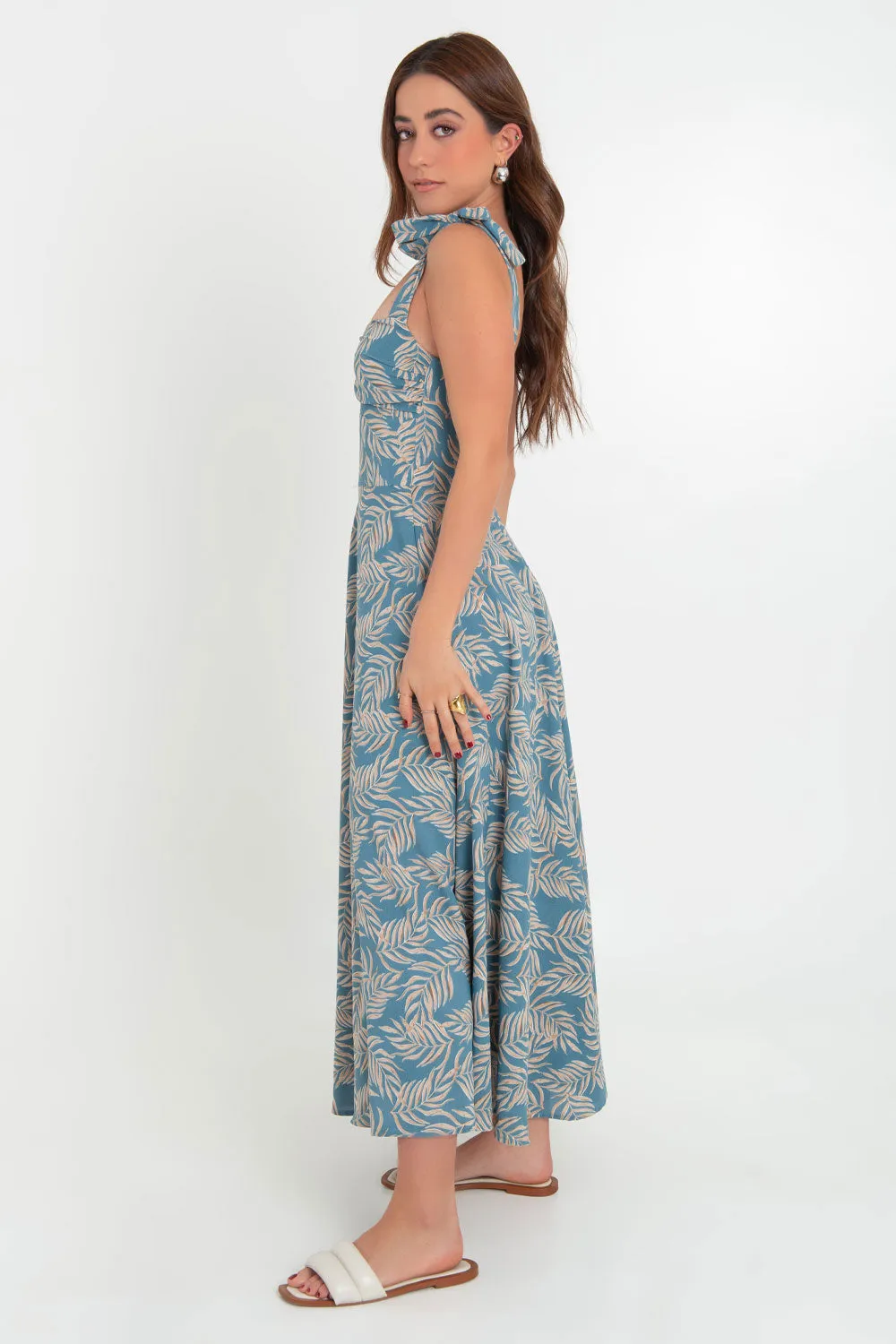 Maxi vestido tropical tirantes con nudo