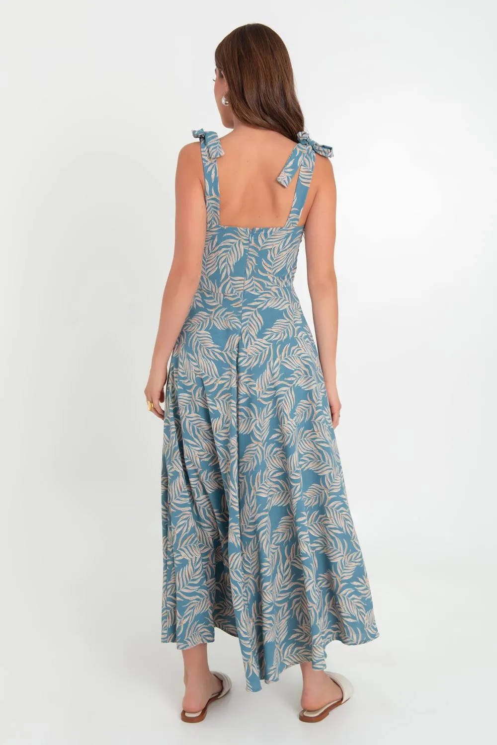 Maxi vestido tropical tirantes con nudo