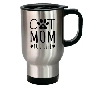 Metal Coffee and Tea Travel Mug Cat Mom Fur Life