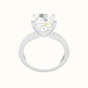 Micropave Engagement Ring With V Prong with Hidden Halo Head