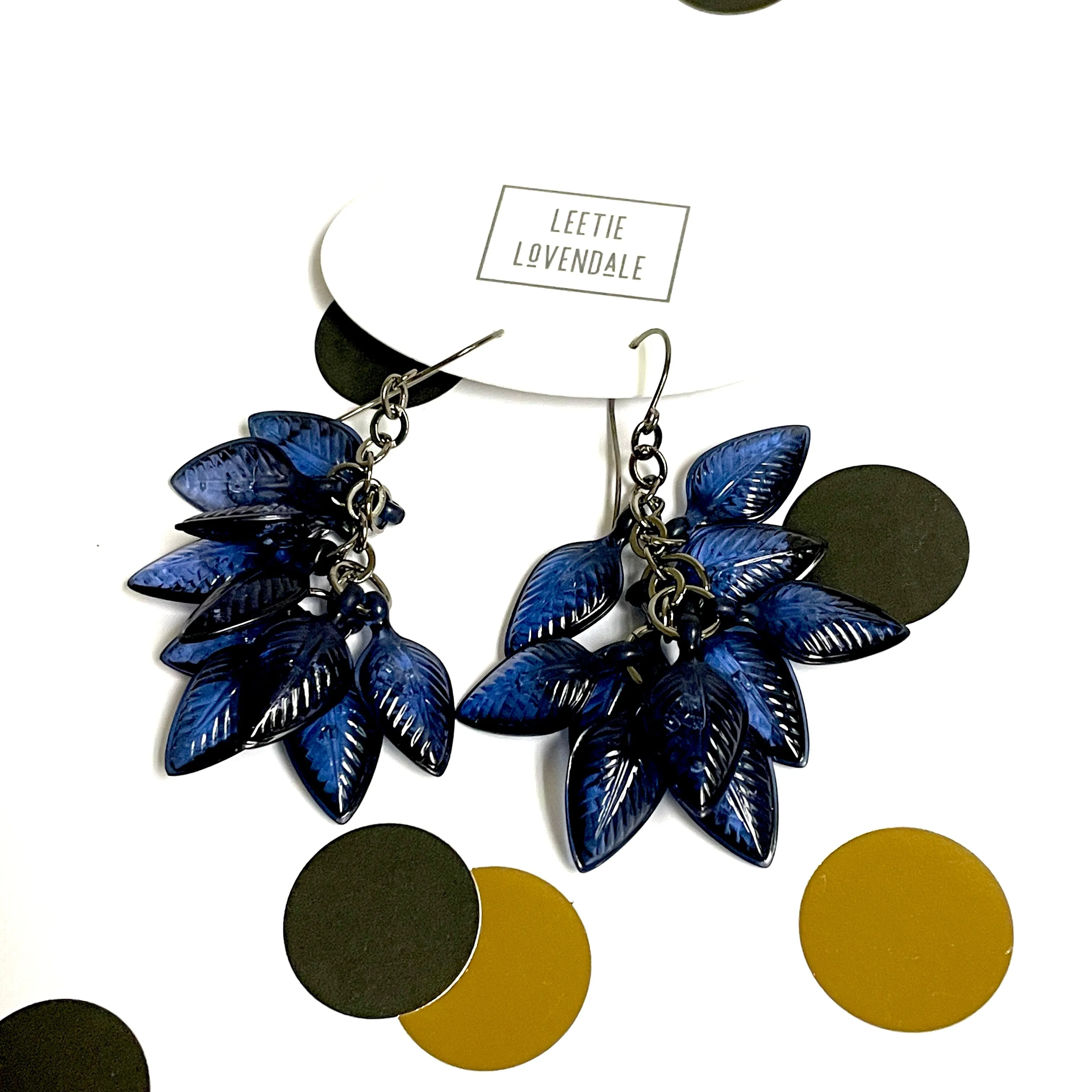 Montana Blue Leaf Cluster Drop Earrings