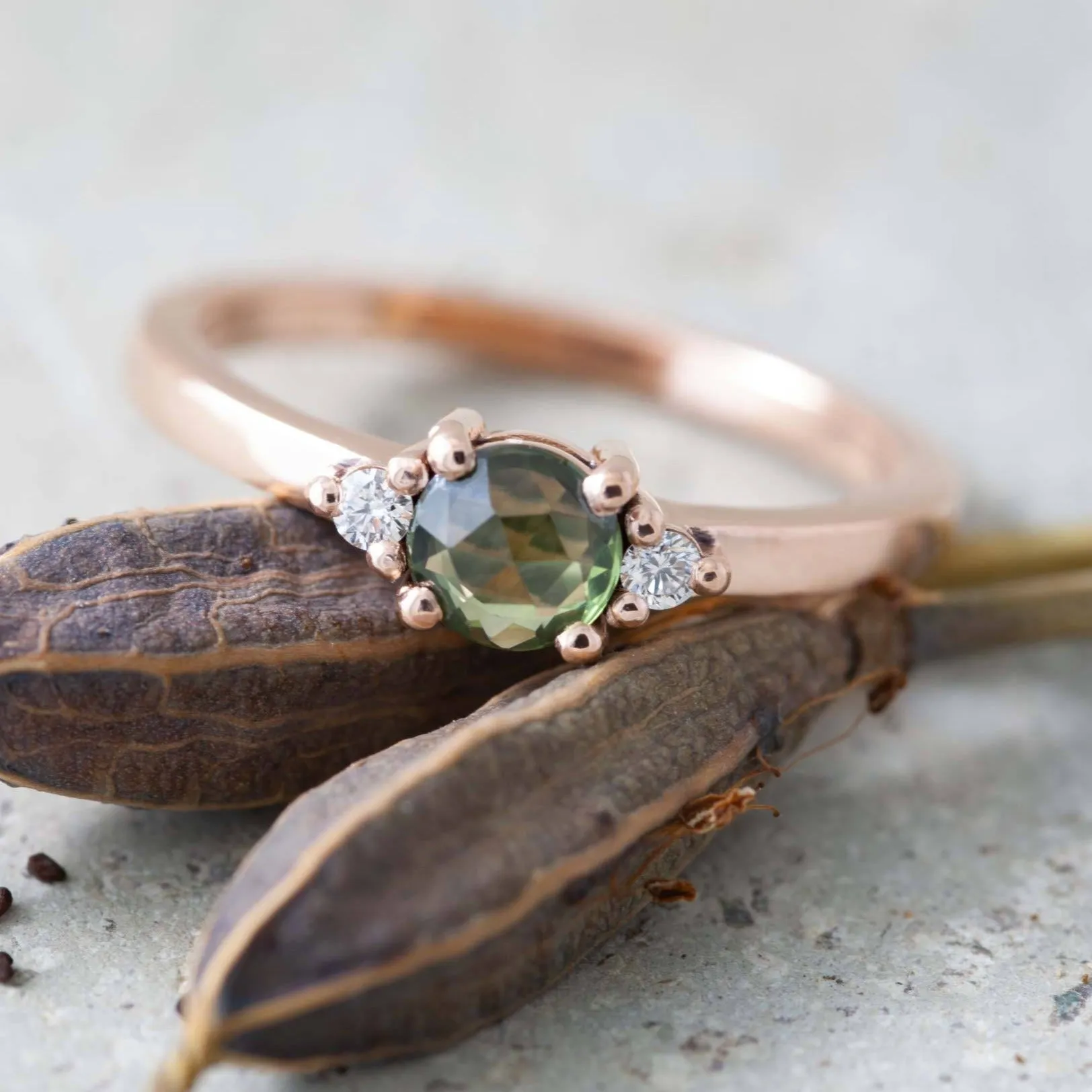 Moraine Rose | Rose Cut Green Sapphire