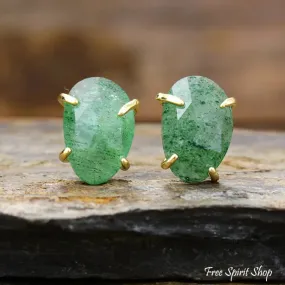 Natural Green Aventurine Stud Earrings