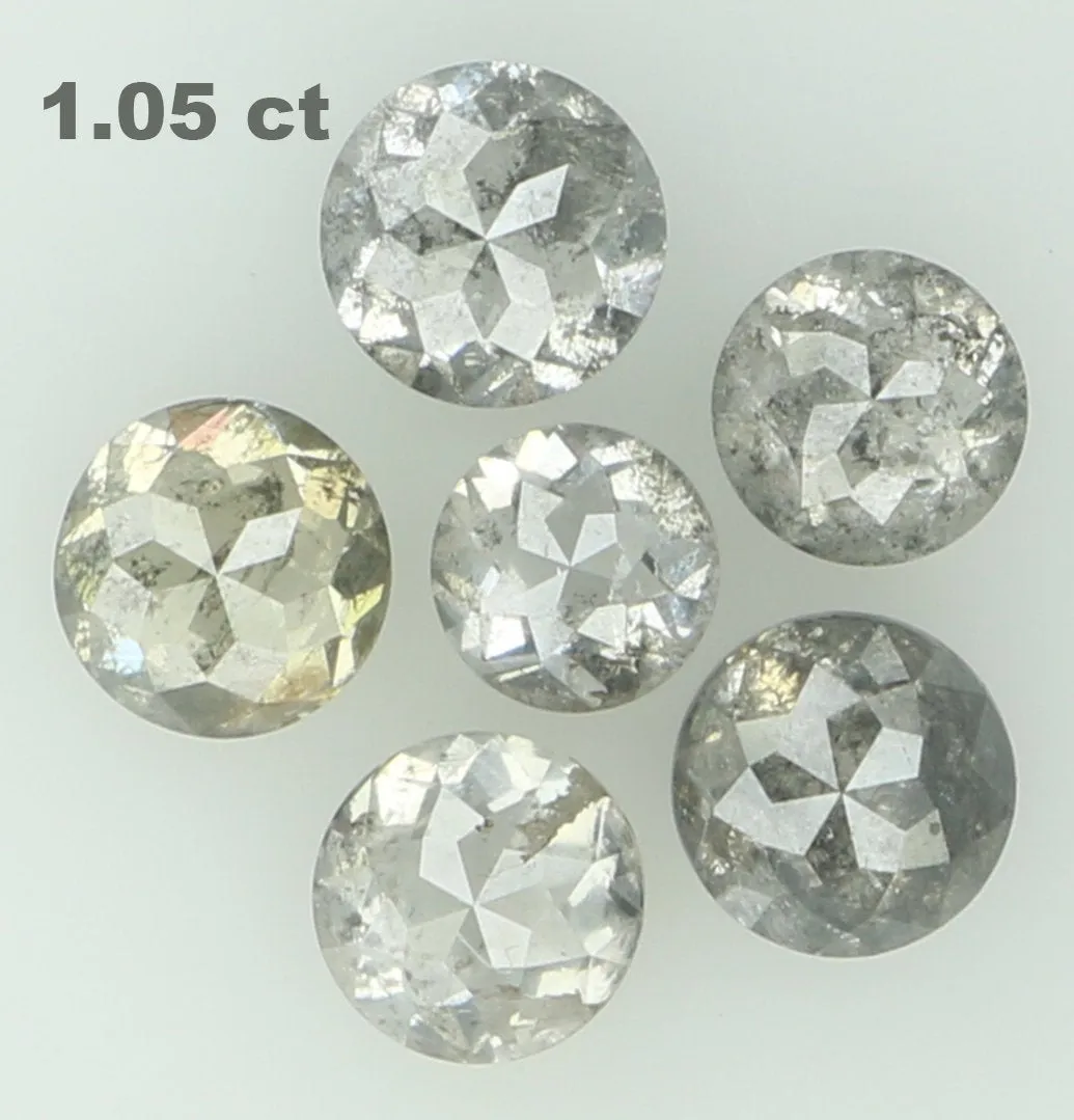 Natural Loose Diamond Round Rose Cut Grey Color I3 Clarity 6 Pcs 1.05 Ct KDL6324