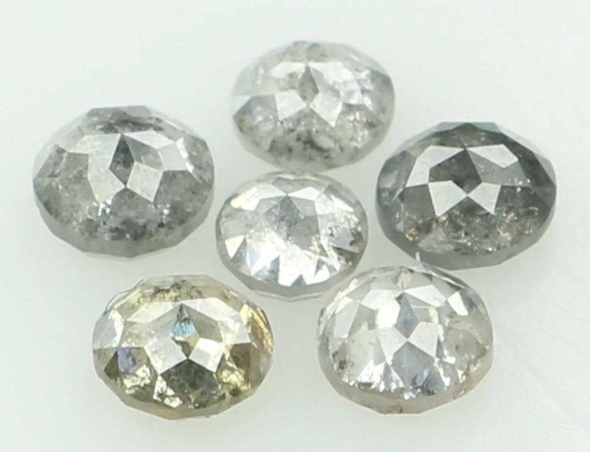 Natural Loose Diamond Round Rose Cut Grey Color I3 Clarity 6 Pcs 1.05 Ct KDL6324