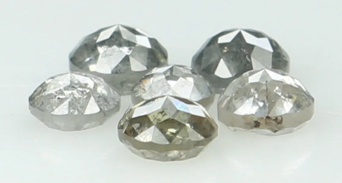 Natural Loose Diamond Round Rose Cut Grey Color I3 Clarity 6 Pcs 1.05 Ct KDL6324