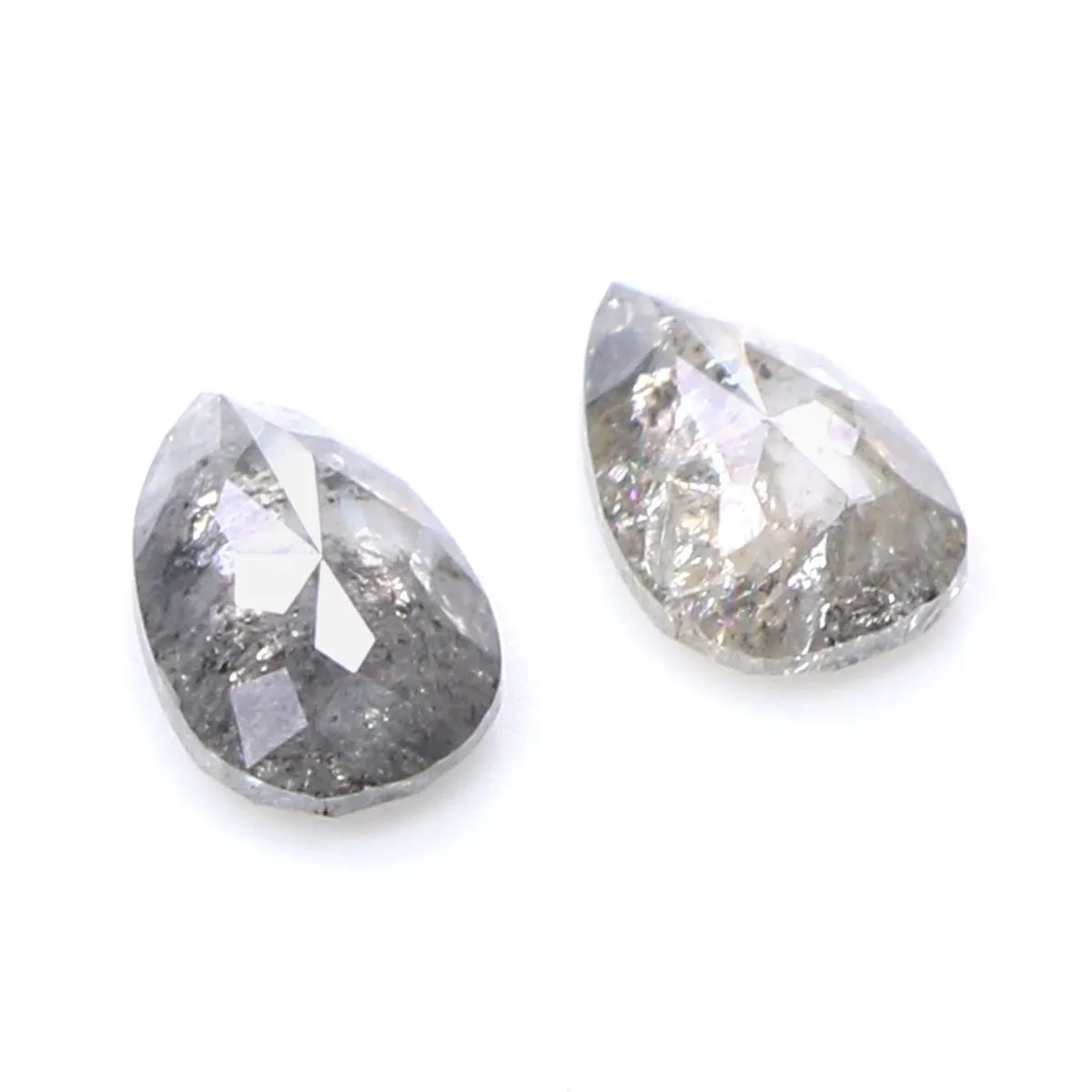 Natural Loose Pear Salt And Pepper Diamond Black Grey Color 0.69 CT 5.85 MM Pear Shape Rose Cut Diamond L272