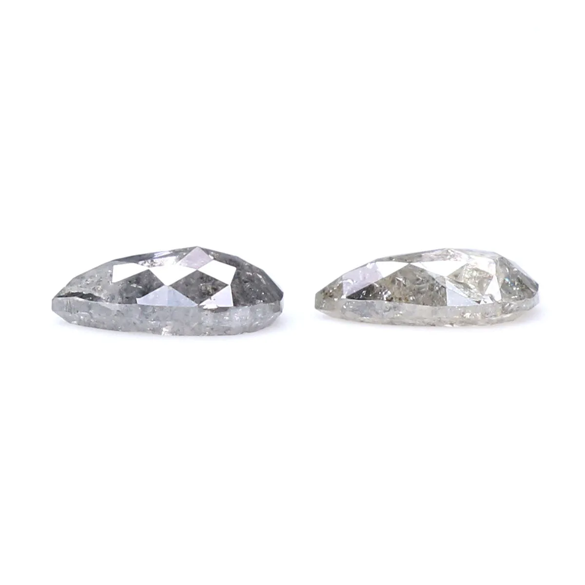 Natural Loose Pear Salt And Pepper Diamond Black Grey Color 0.69 CT 5.85 MM Pear Shape Rose Cut Diamond L272