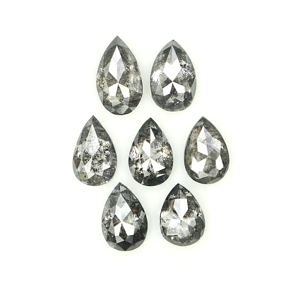 Natural Loose Pear Salt And Pepper Diamond Black Grey Color 1.07 CT 3.90 MM Pear Shape Rose Cut Diamond KDL1279