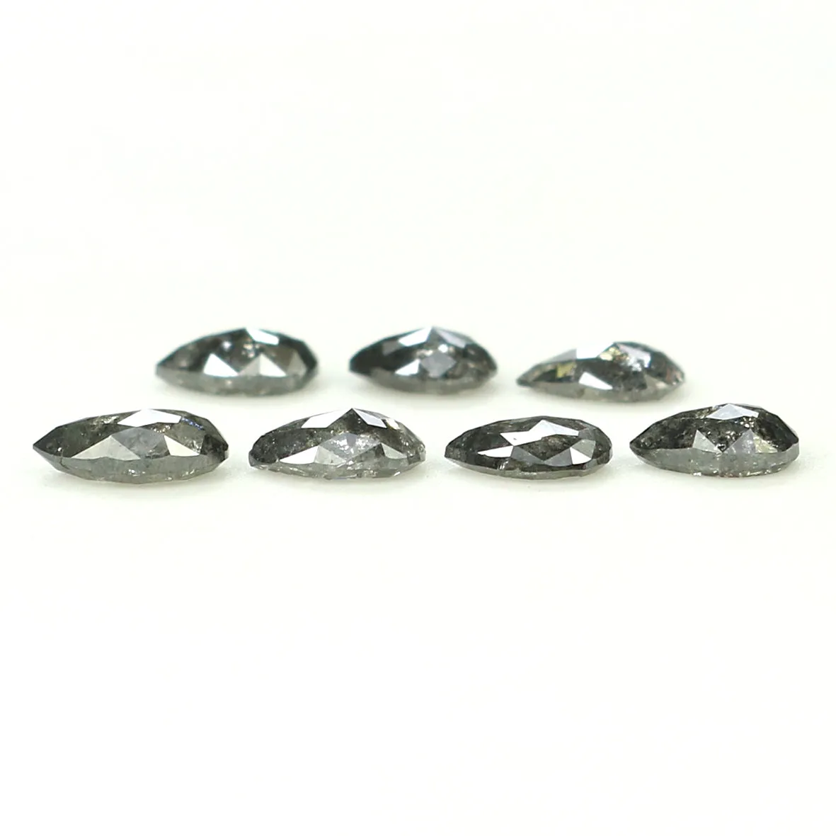 Natural Loose Pear Salt And Pepper Diamond Black Grey Color 1.07 CT 3.90 MM Pear Shape Rose Cut Diamond KDL1279