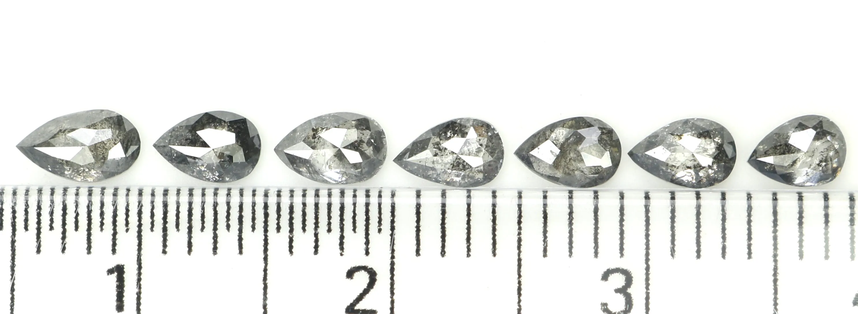 Natural Loose Pear Salt And Pepper Diamond Black Grey Color 1.07 CT 3.90 MM Pear Shape Rose Cut Diamond KDL1279