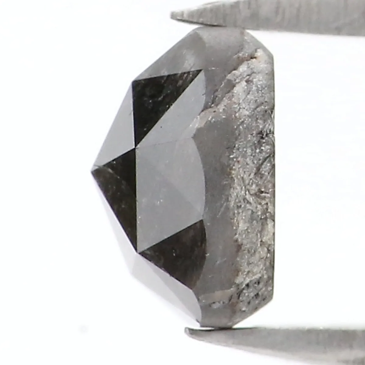 Natural Loose Rose Cut Diamond Black Grey Color 0.97 CT 5.50 MM Round Rose Cut Shape Diamond L7788