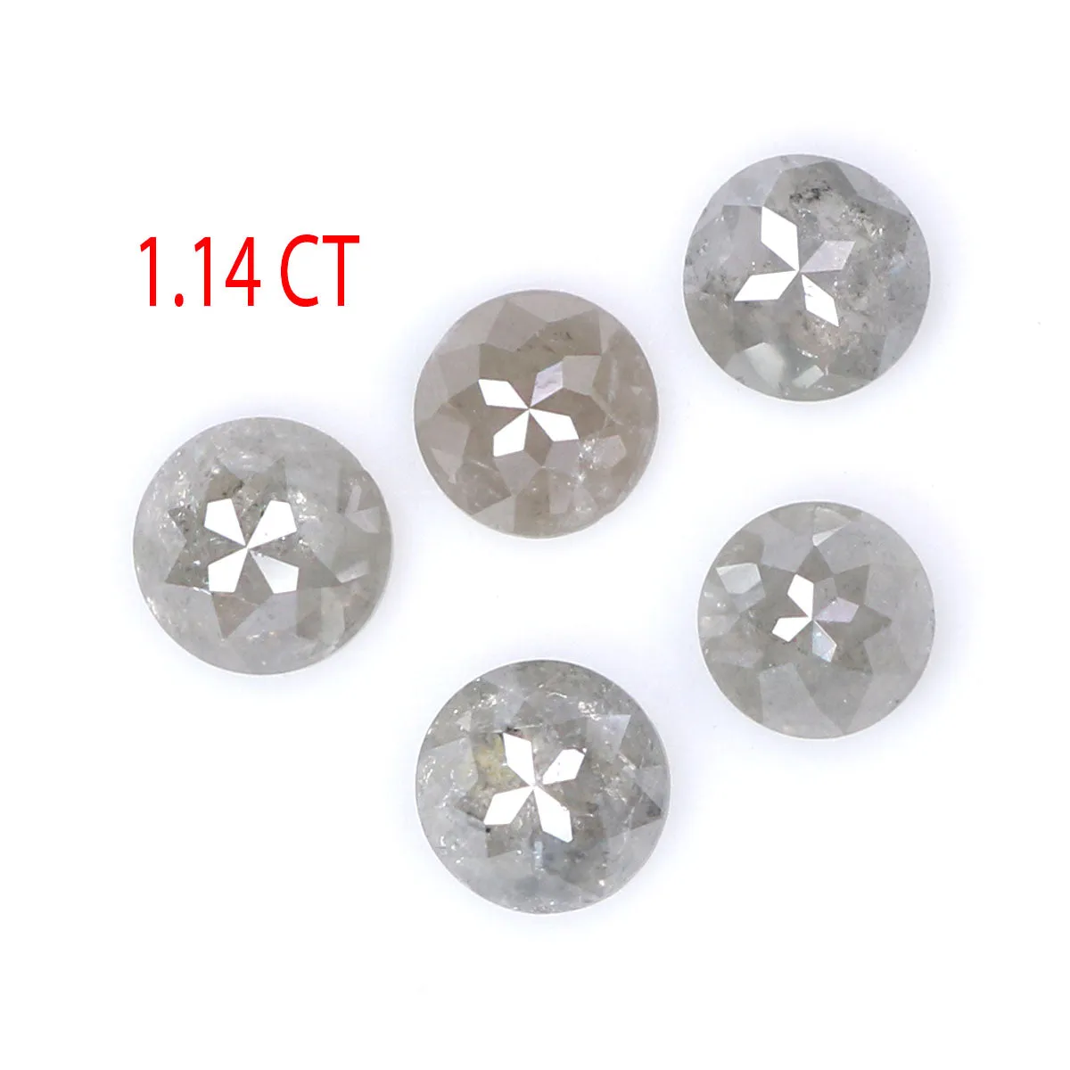 Natural Loose Rose Cut Salt And Pepper Diamond Grey Color 1.14 CT 3.45 MM Round Rose Cut Shape Diamond L6088