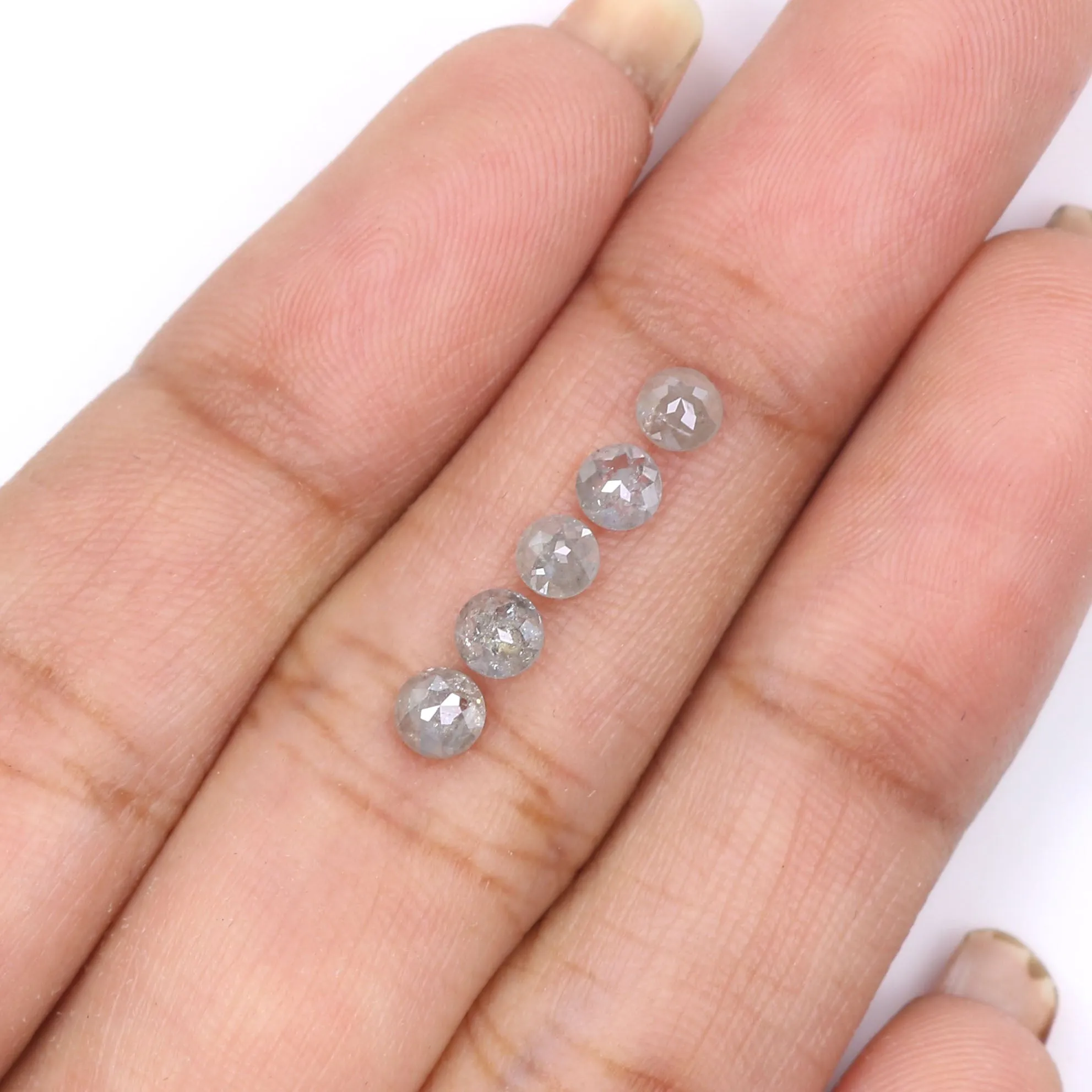 Natural Loose Rose Cut Salt And Pepper Diamond Grey Color 1.14 CT 3.45 MM Round Rose Cut Shape Diamond L6088