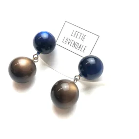 Navy and Chocolate Moonglow Lollipop Drop Earrings