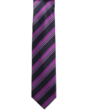 Navy and Purple Stripe Silk 11-Fold Tie