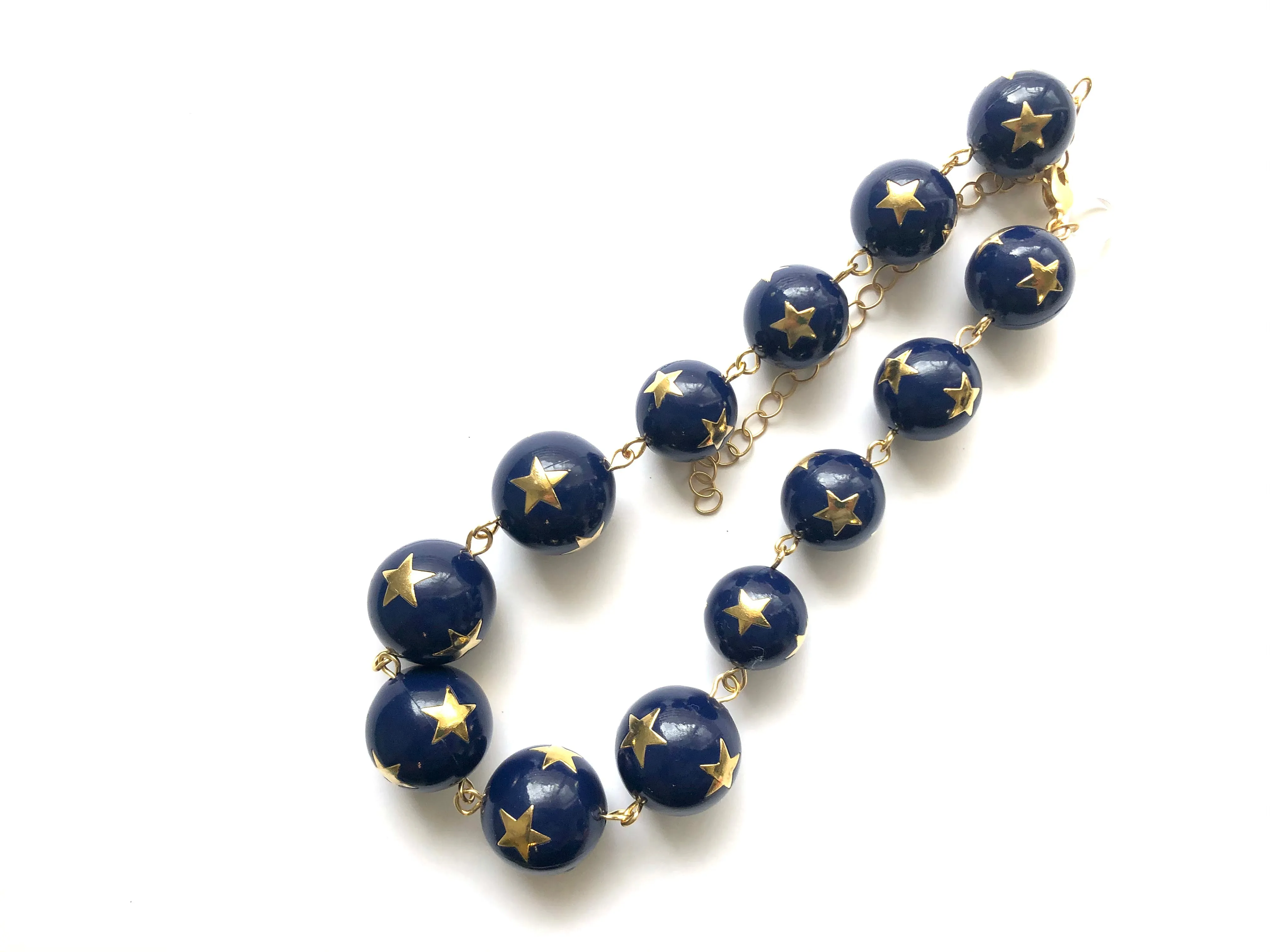 Navy Blue & Gold Superstar Beaded Amelia Necklace