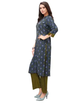 Navy Blue Printed Kurti