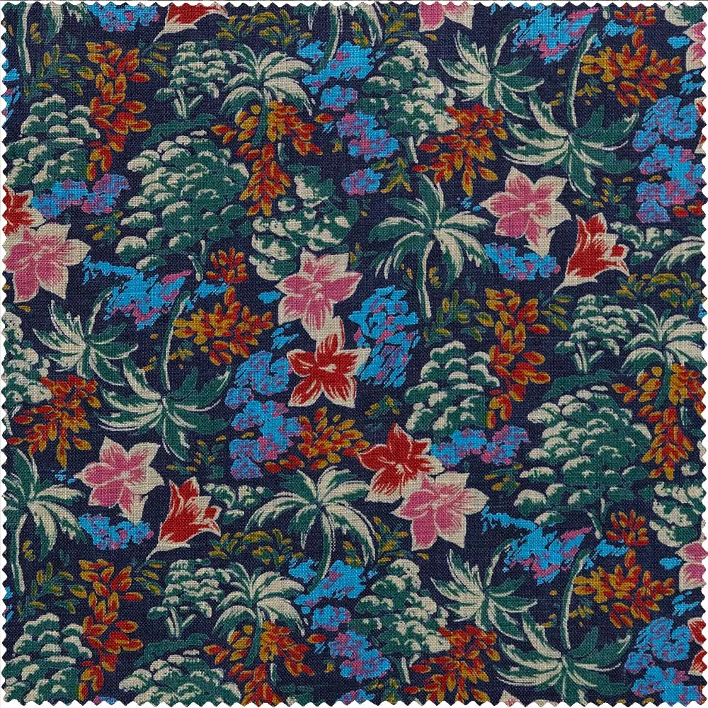 Navy Floral Linen