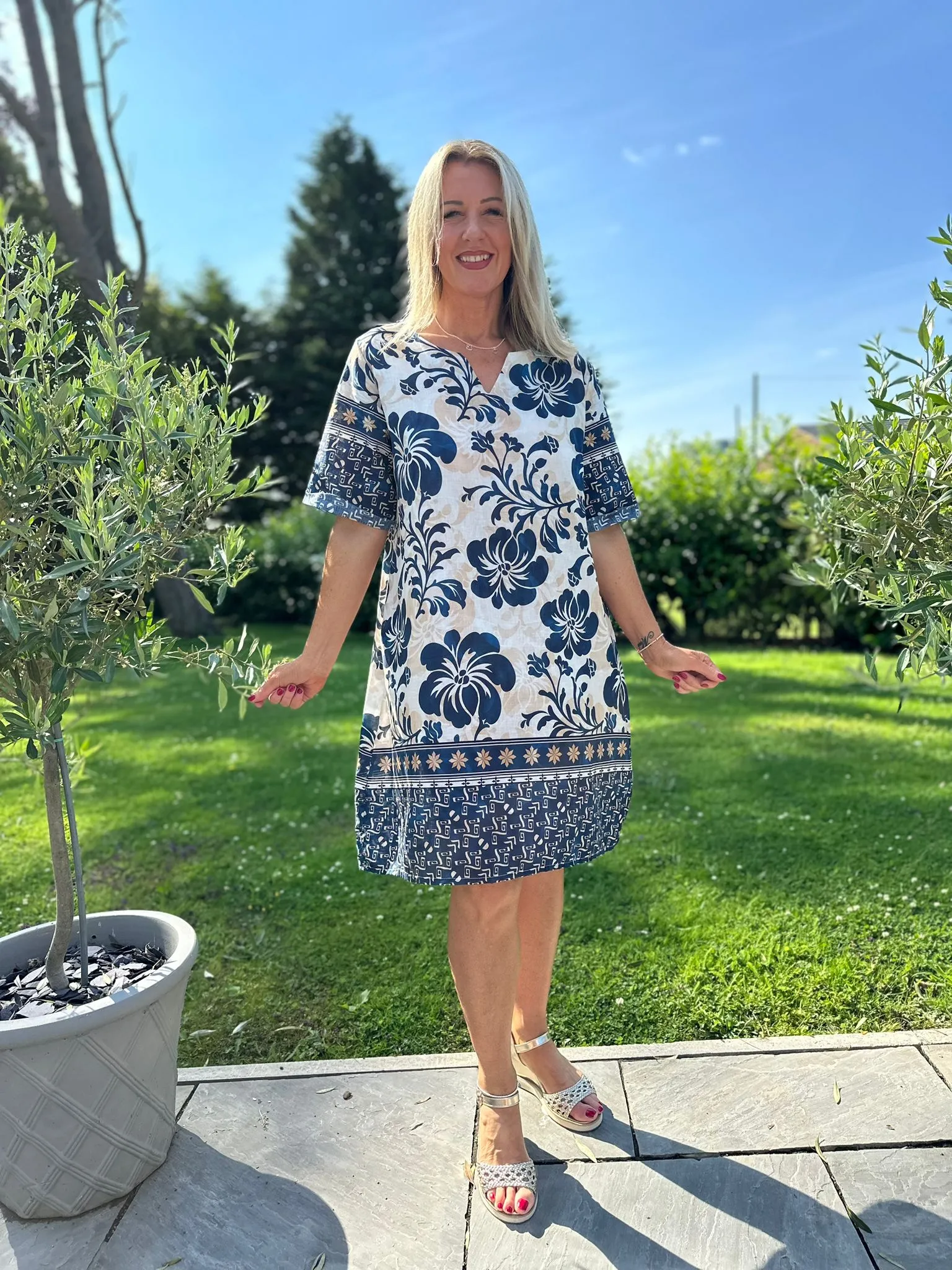 Navy Hawaiian Dress Cora