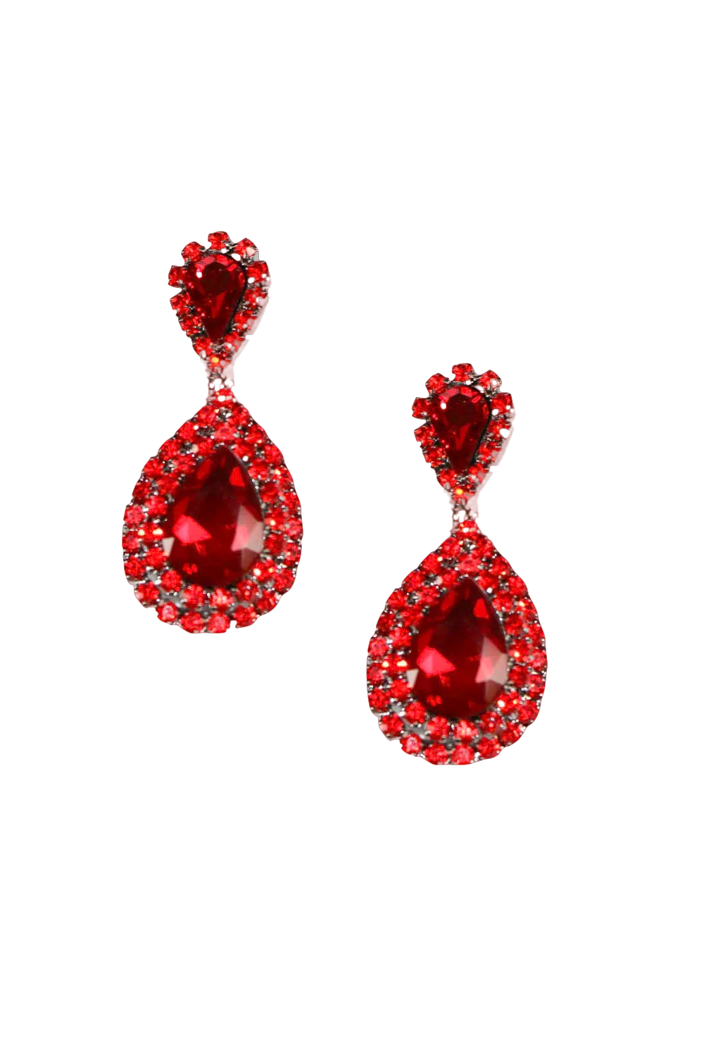 Nicole Red Crystal Drop Earring