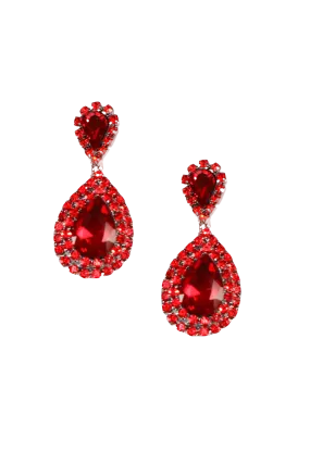 Nicole Red Crystal Drop Earring