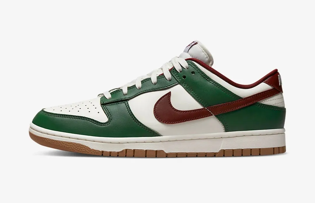 Nike SB Dunk Low Gorge Green Team Red Gum Medium Brown FB7160-161