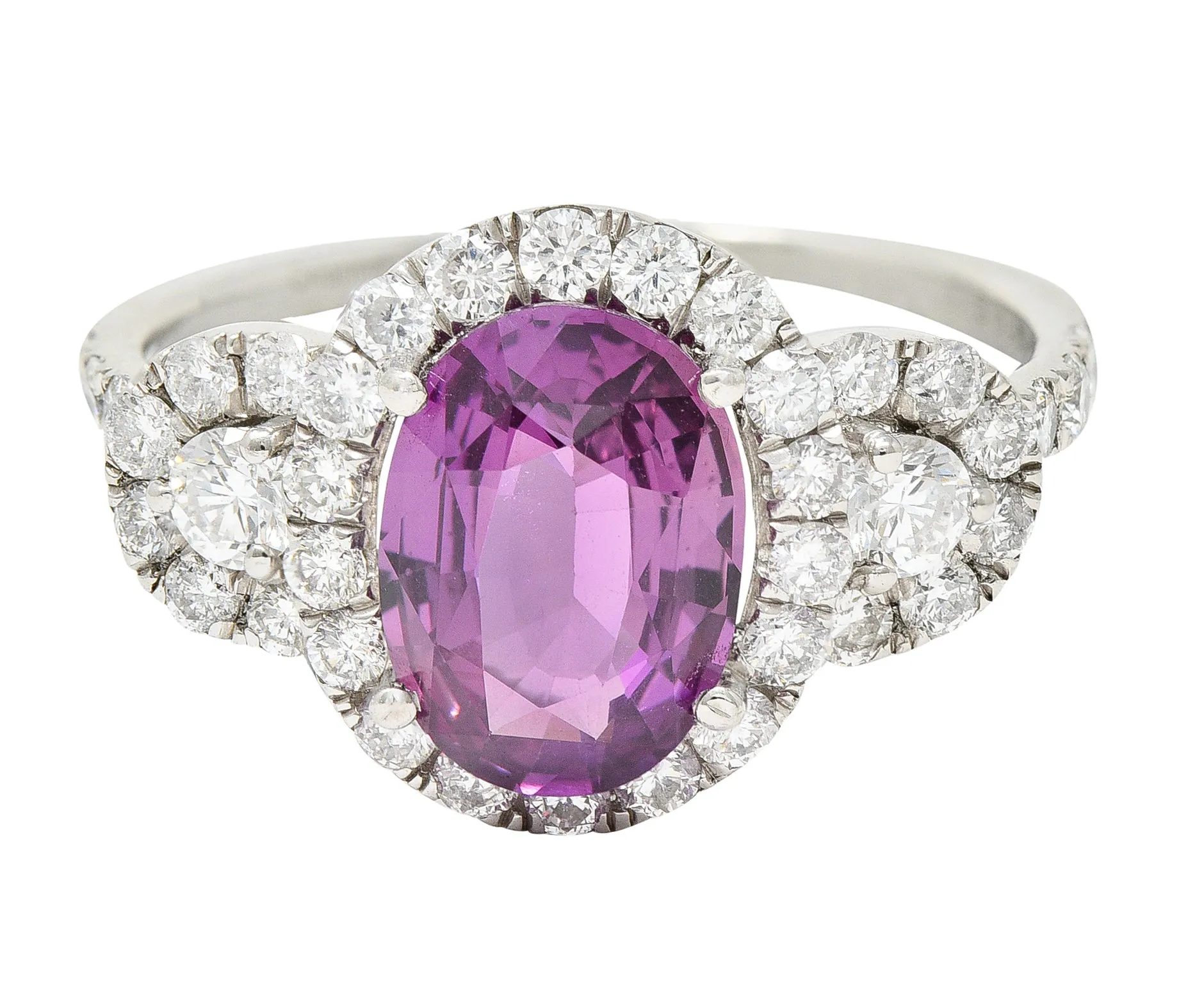 Orianne 3.10 CTW Pink Sapphire Diamond Platinum Triple Halo Ring