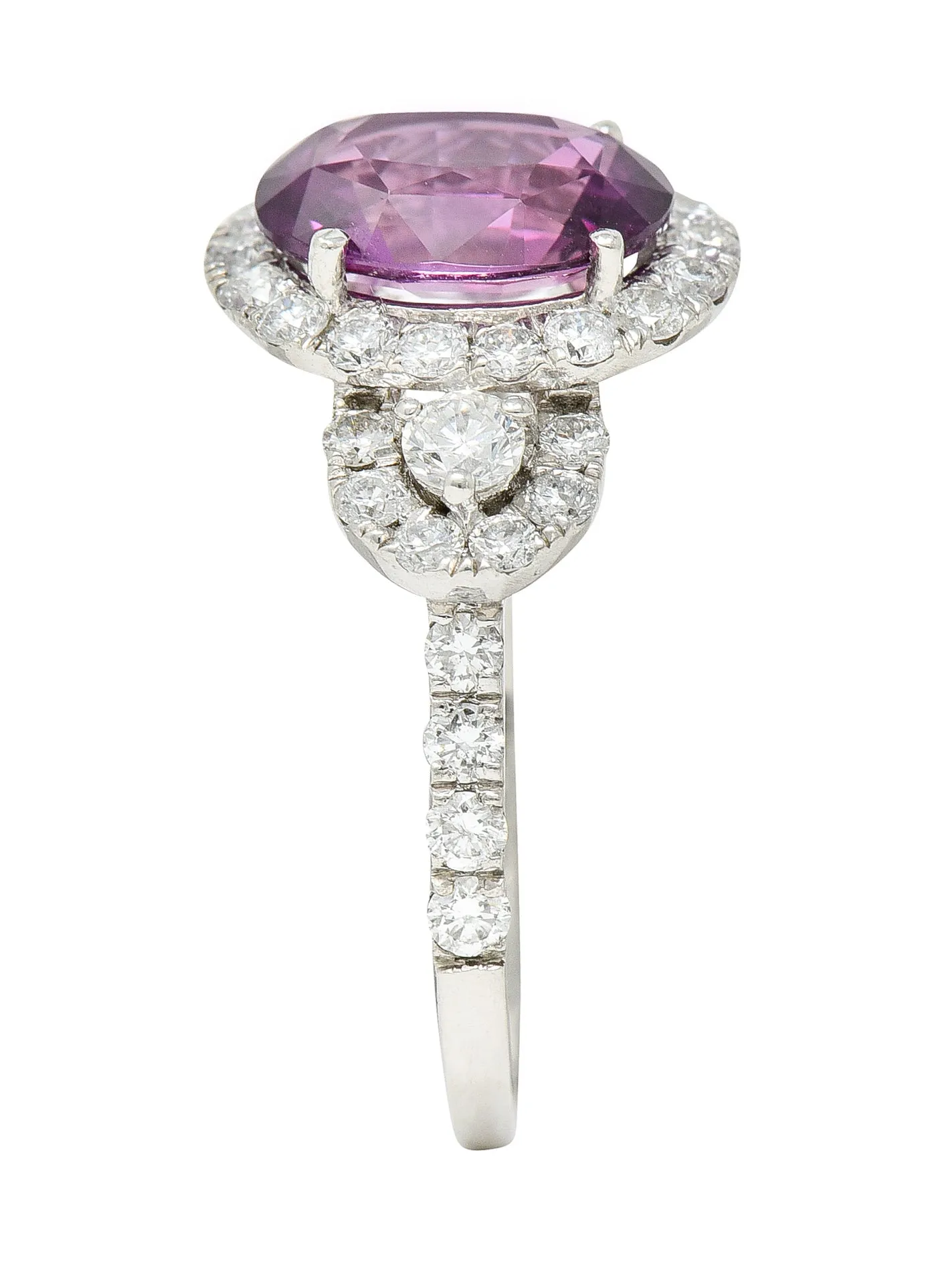 Orianne 3.10 CTW Pink Sapphire Diamond Platinum Triple Halo Ring