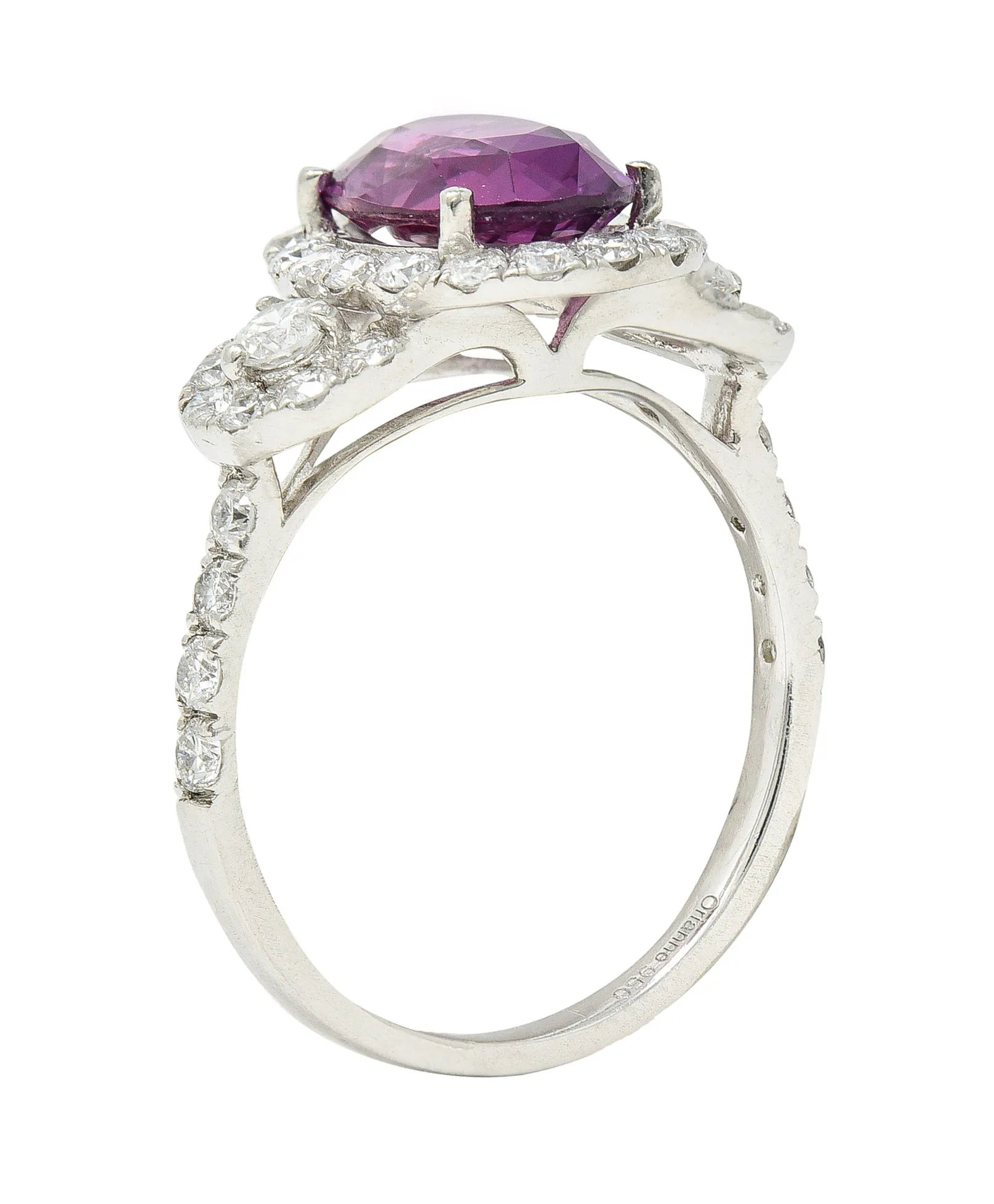 Orianne 3.10 CTW Pink Sapphire Diamond Platinum Triple Halo Ring