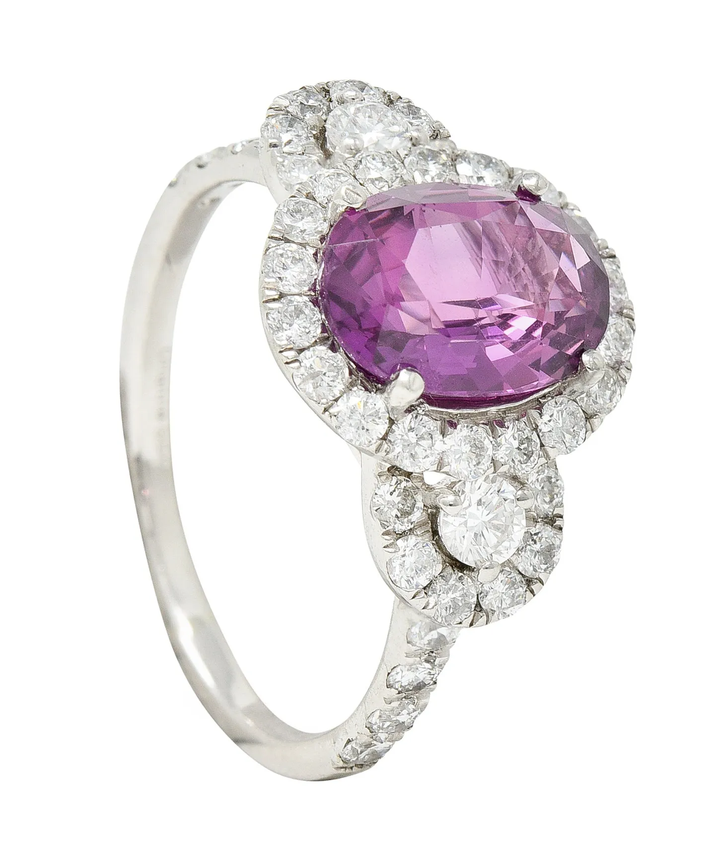 Orianne 3.10 CTW Pink Sapphire Diamond Platinum Triple Halo Ring