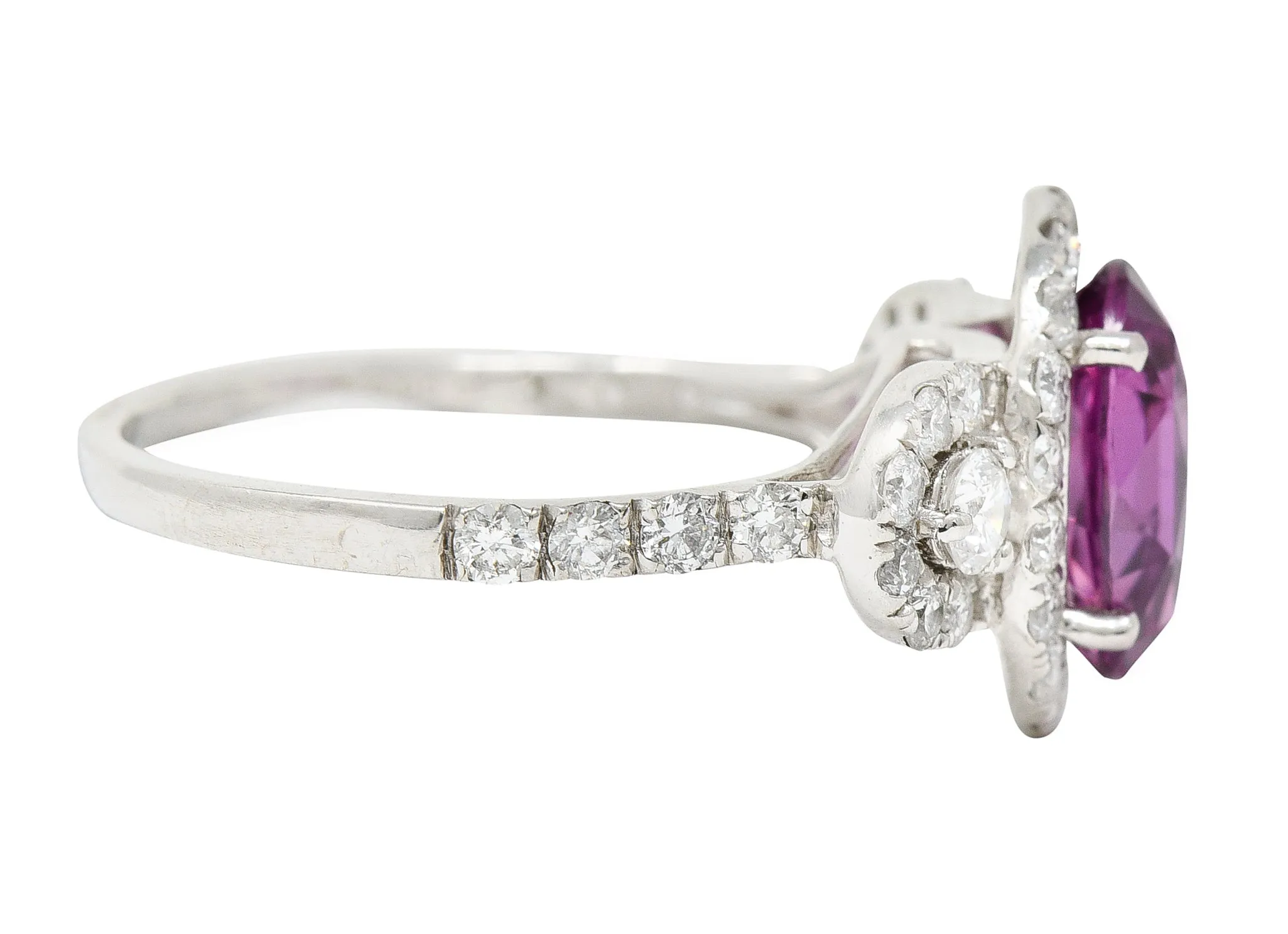 Orianne 3.10 CTW Pink Sapphire Diamond Platinum Triple Halo Ring