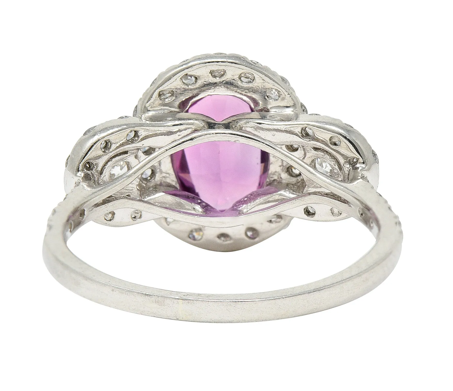 Orianne 3.10 CTW Pink Sapphire Diamond Platinum Triple Halo Ring