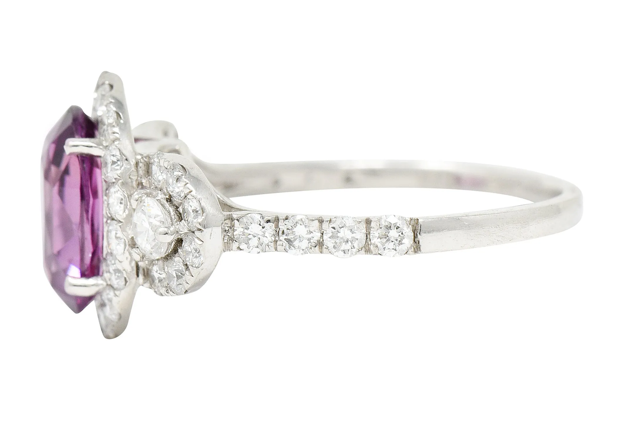 Orianne 3.10 CTW Pink Sapphire Diamond Platinum Triple Halo Ring