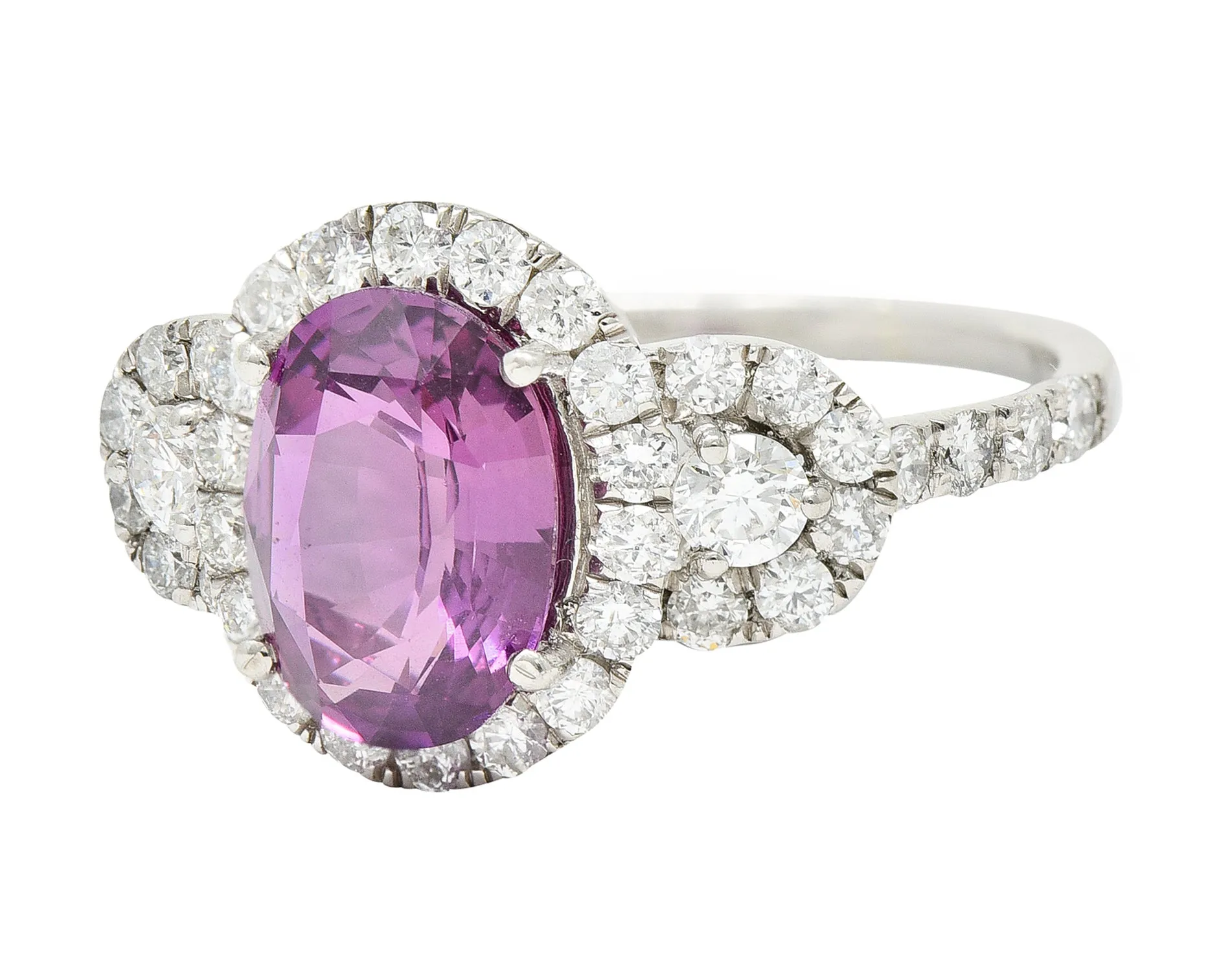 Orianne 3.10 CTW Pink Sapphire Diamond Platinum Triple Halo Ring