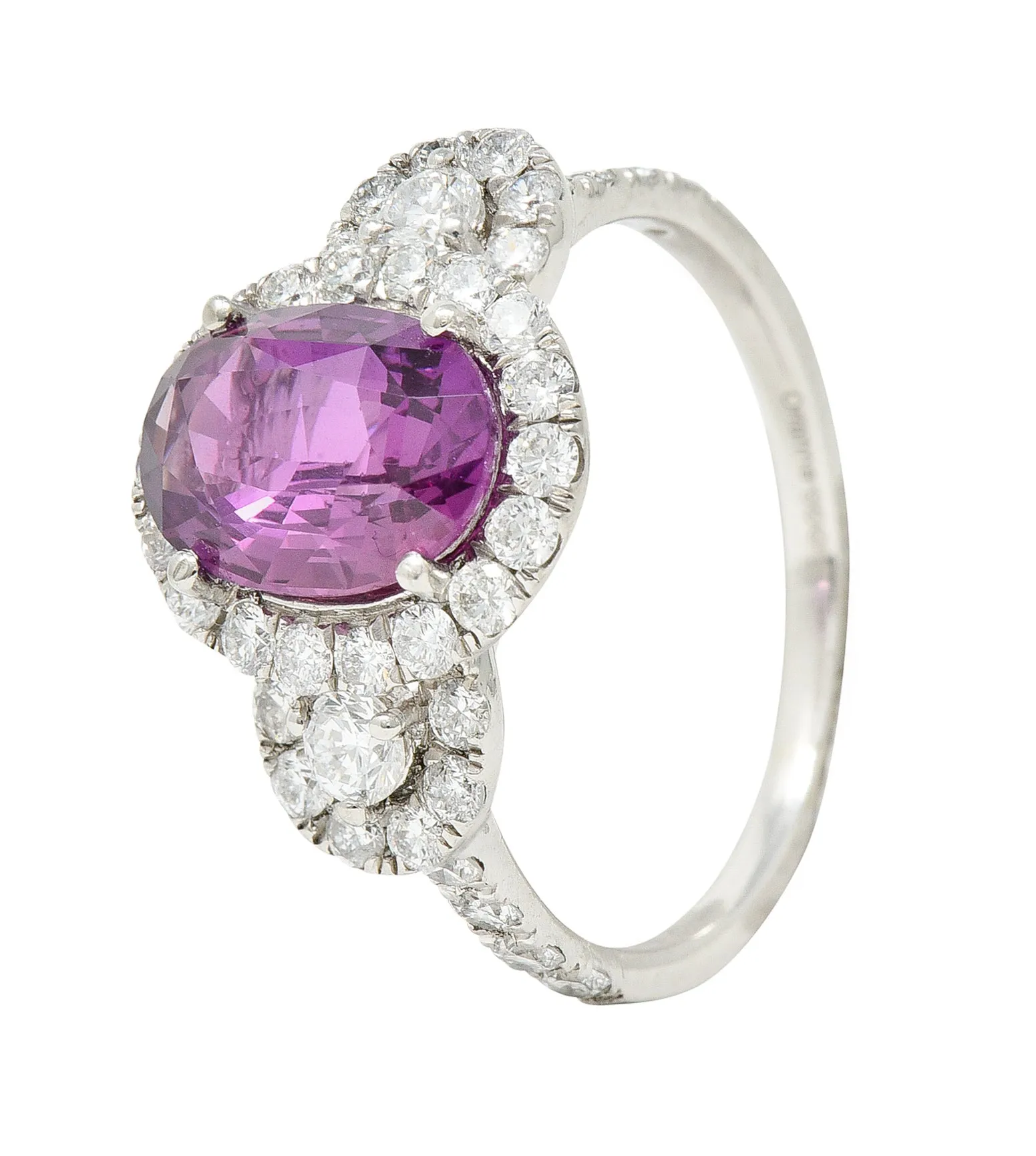 Orianne 3.10 CTW Pink Sapphire Diamond Platinum Triple Halo Ring