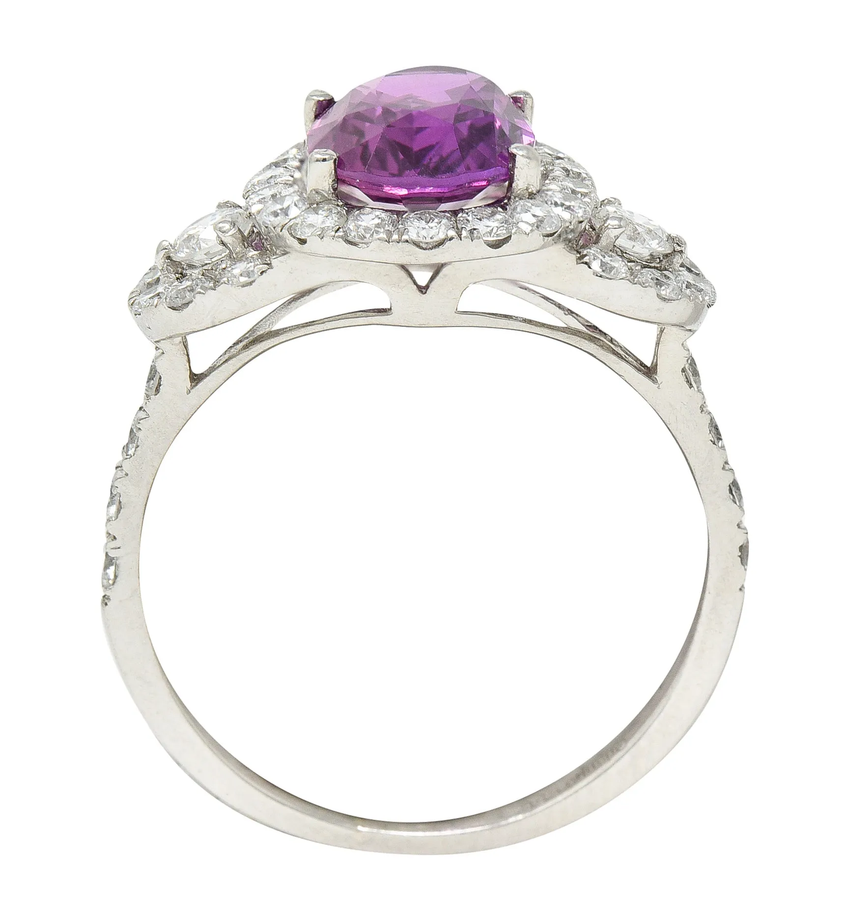 Orianne 3.10 CTW Pink Sapphire Diamond Platinum Triple Halo Ring