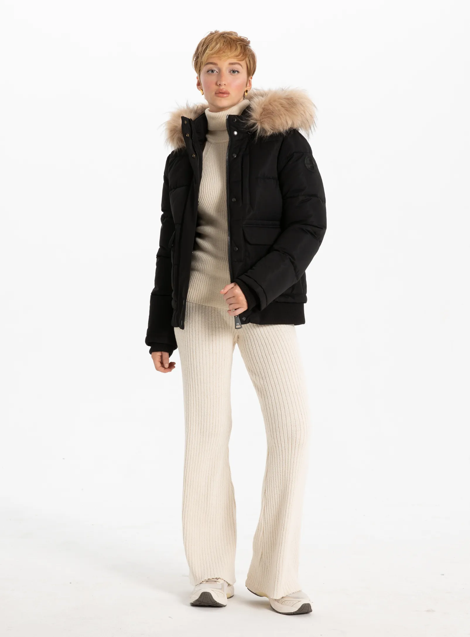 OVALIA | Removable Hood &Fur Bomber|| OVALIA | Capuche amovible et bomber en fourrure