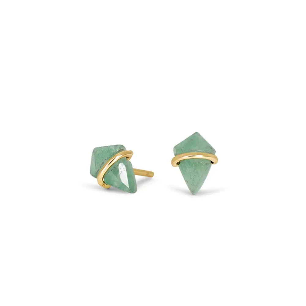 Page Sargisson Small 18K Kite Stud Earrings in Green Aventurine