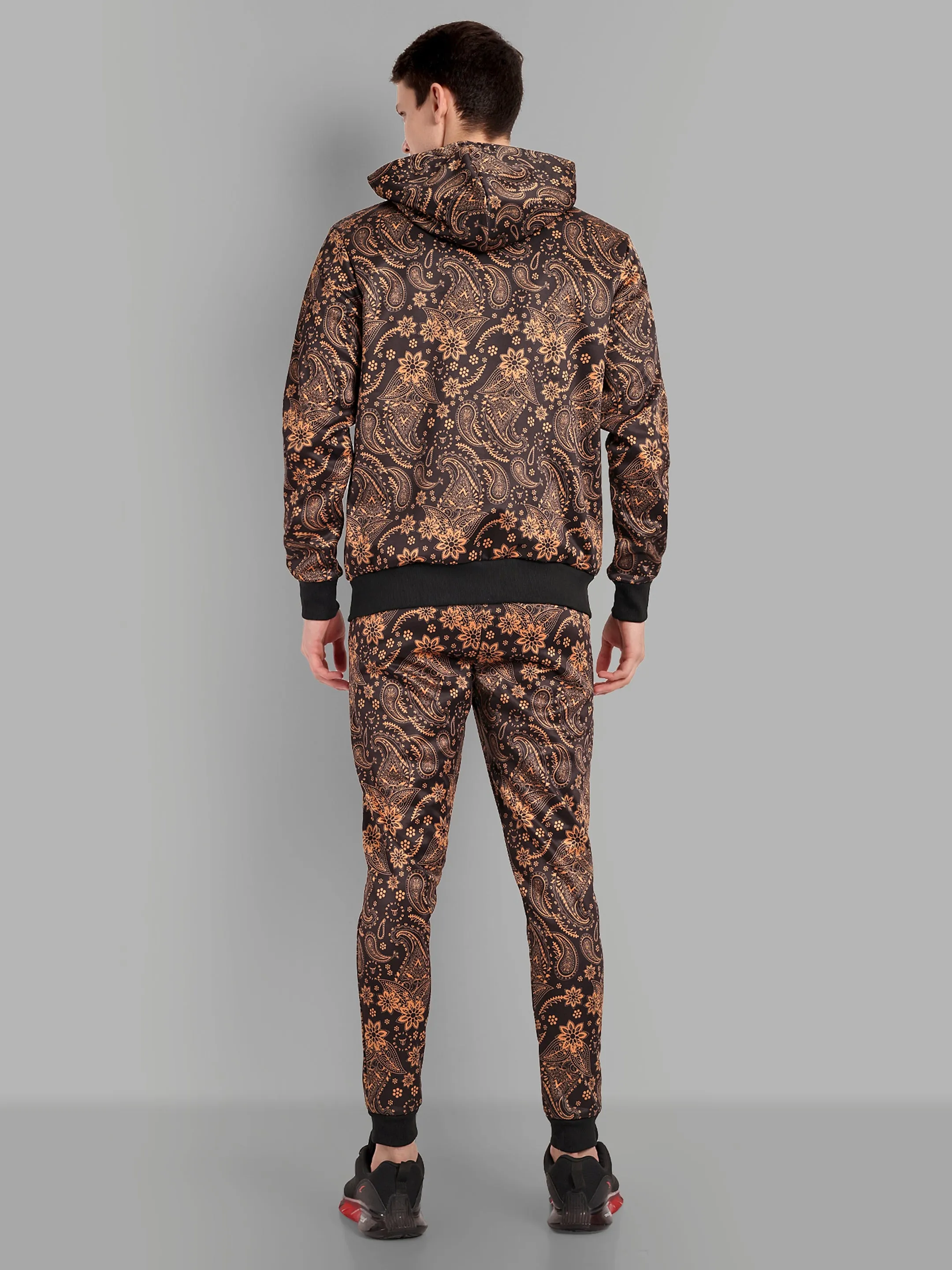 Paisely Design Printed Golden Bomber Style Jacket with Pant Co ord Sets Mens