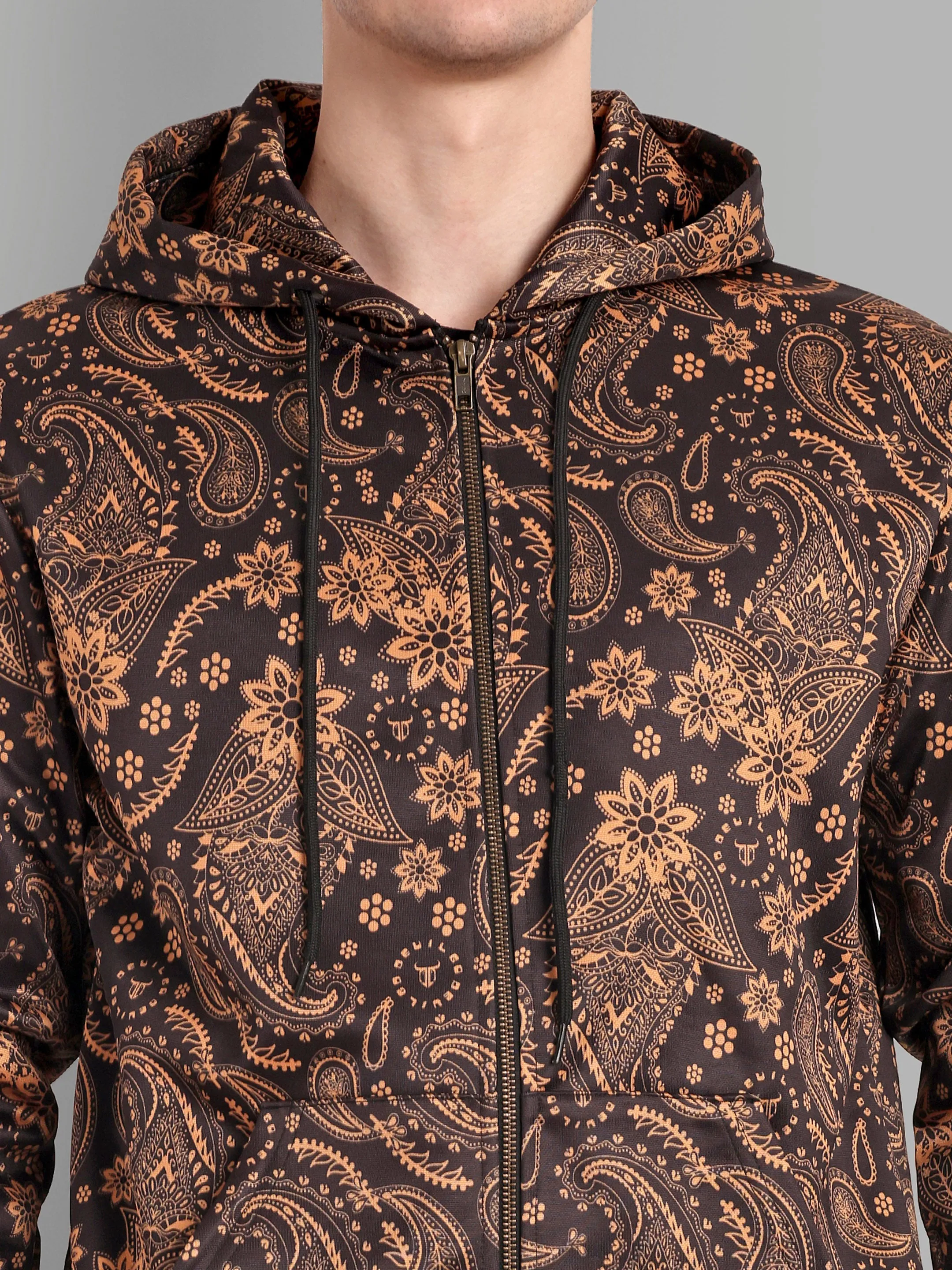 Paisely Design Printed Golden Bomber Style Jacket with Pant Co ord Sets Mens