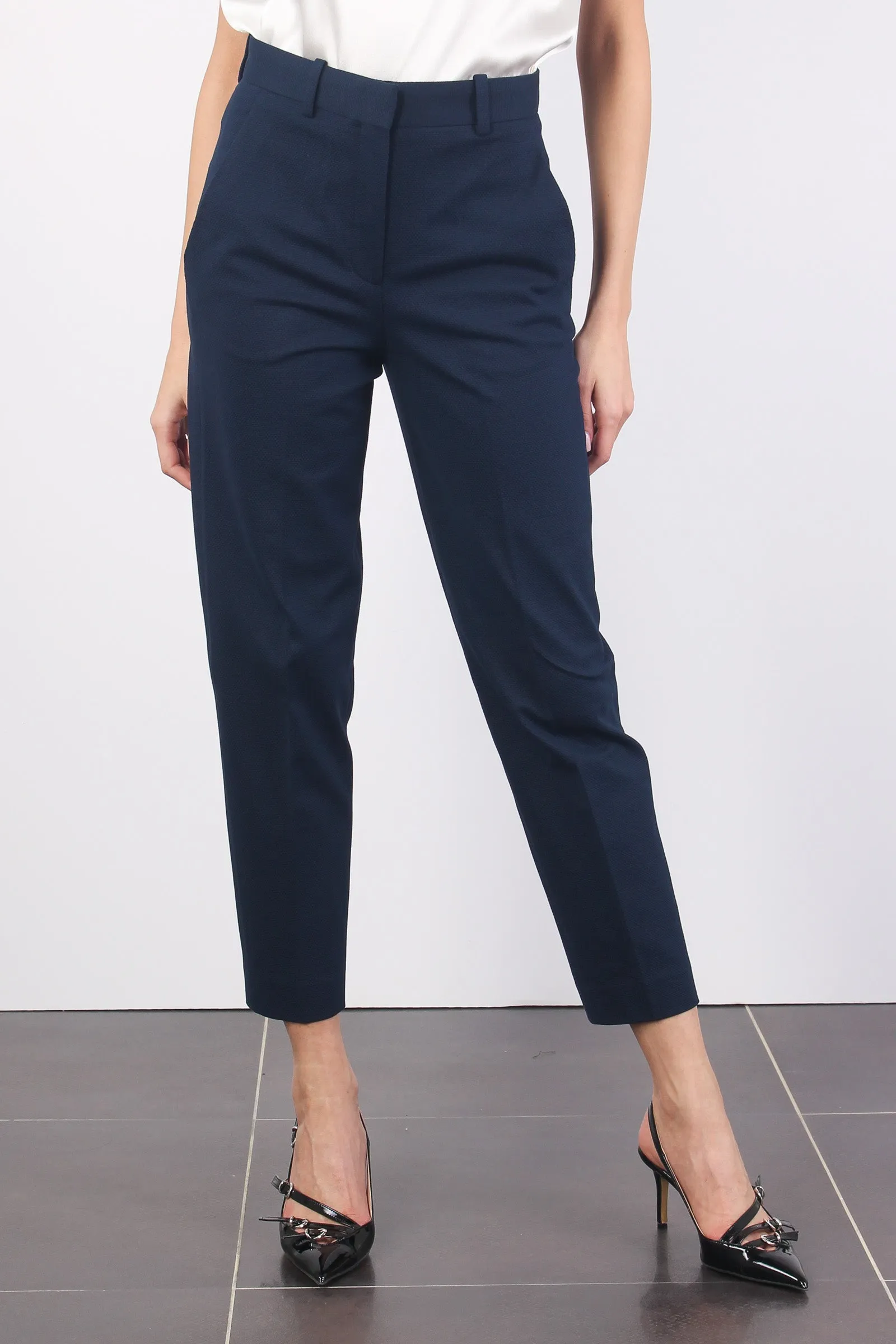 Pantalone Piquet Carrot Blu Navy